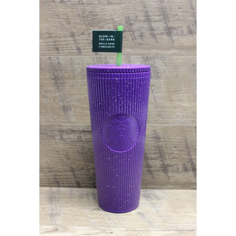 Starbucks 2024 Fall Halloween purple splatter glow in dark 24oz venti tumbler